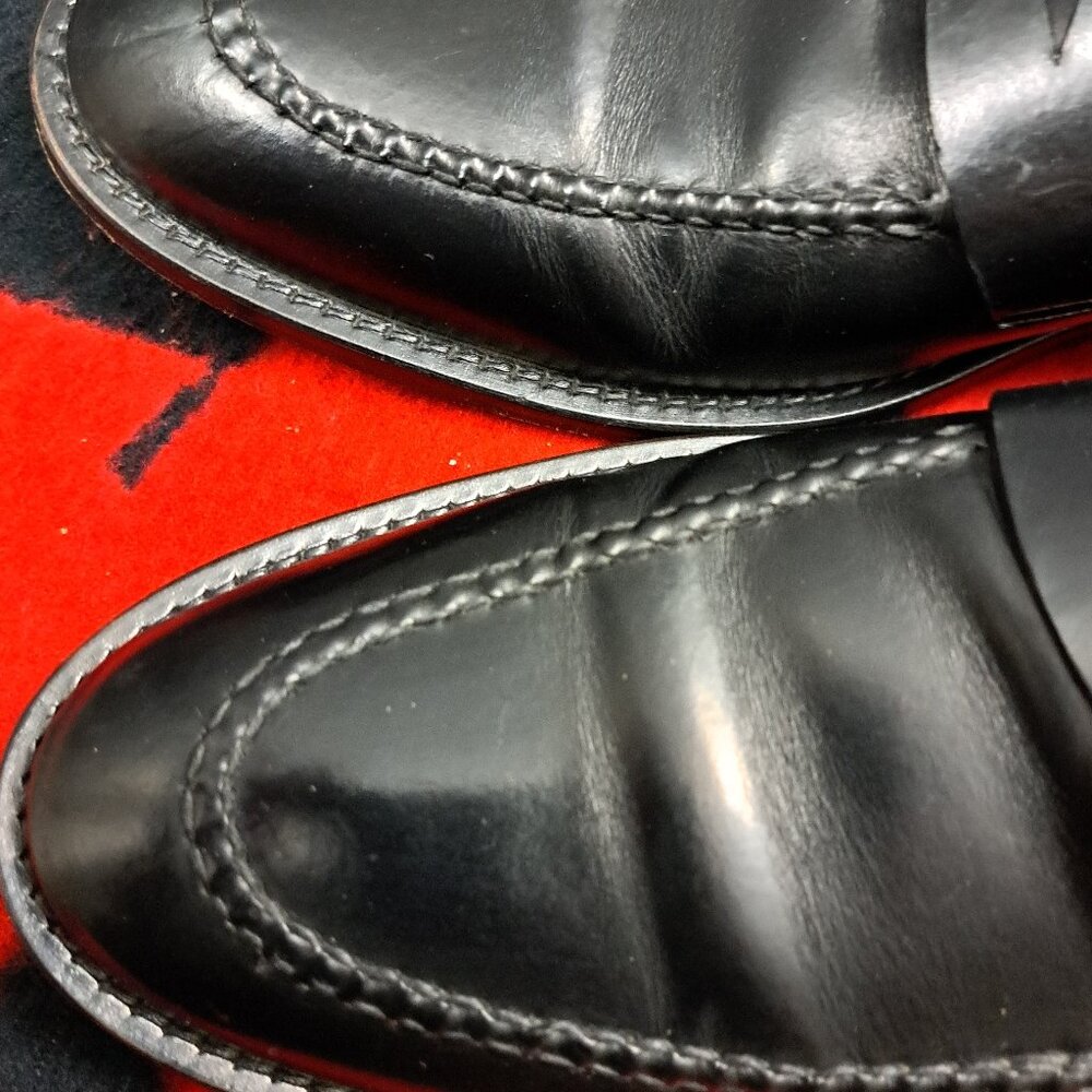%Size 10 Alan Payne Black Leather Dress Penny Loafers Men's Shoes / D5 - Picture 8 of 13
